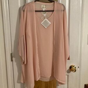 Marla Wynne 2pc tunic and wrap soft pink sz 1x NWT